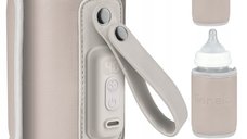 Lionelo Care Thermup Go - Incalzitor Portabil pentru Biberoane, Gri Ash, Temperatura Constanta 24h, Alimentare USB