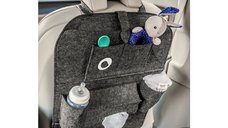Lionelo Organizator Auto 2 in 1 cu Protectie Spatar, 7 Buzunare, Gri, 70x55x40 cm