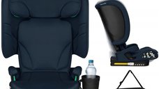 Lionelo Orin i-Size, scaun auto pliabil pentru copii 100-150 cm, tetiera cu 14 pozitii, sezut cu 4 pozitii, ISOFIX si Top Tether, husa de transport, suport de pahar, albastru
