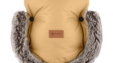 Manusi Furry pentru carucior, Petite&Mars, cu blanita detasabila, impermeabile, pentru vreme rece, inchidere prin capse, culoare Elegant Caramel
