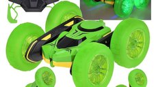Masinuta cu telecomanda Stunt Car 360? Verde cu roti iluminate