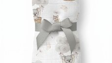 Paturica din bambus cu multiple intrebuintari, Qmini, Material certificat Oeko Tex Standard 100, 110x110 cm, Koala /Dandelions Grey