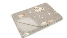 Paturica din bumbac MimiNu, Bedtime story beige, 75x100 cm, cu doua fete, Oeko-Tex Standard 100