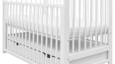 Patut din lemn New Baby Lilly 120x60 cm cu sertar si laterala culisanta, White