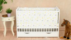 Patut multifunctional Julia Qmini, 120x60 cm, cu sertar si sina pentru dentitie, Alb
