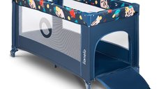 Patut pliant Lionelo Stefi, 2 in 1, cu intrare laterala, 120x60 cm, Blue Navy