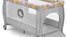 Patut pliant Lionelo Stefi Plus roz/galben cu doua nivele si intrare laterala