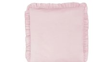 Perna MimiNu Royal Powder Pink, 40x40 cm, cu husa detasabila din bumbac si volan decorativ
