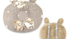Perna multifunctionala pentru bebelusi MimiNu, Ursulet, 30x23 cm, Bedtime story beige