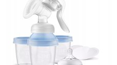 Pompa manuala, Philips Avent, Cu accesorii, BPA Free, Cu recipiente de stocare incluse, Plastic, Alb