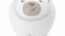 Proiector de pat, Chicco, Urs polar, 2 in 1, Cu muzica si sunete naturale, Functie de activare si dezactivarea proiectie, 2 trepte de volum, 13x13x14.5 cm, Maro