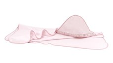 Prosop cu gluga, MimiNu, Mare, Cu volanas, Dimensiune 100x100 cm, Din bumbac si thermo fleece, Materiale certificate Oeko Tex Standard 100, Colectia Royal, Powder Pink