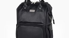 Rucsac Elegant pentru Parinti, Petite&Mars, Model Jasper, 12 Compartimente, Buzunare Termice, Saltea Inclusa, 27 x 41 x 14 cm, Culoare Absolute Black