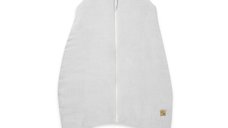 Sac de dormit Qmini pentru iarna cu picioruse, 90 cm, din muselina dubla, Oeko Tex, Gray