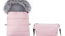 Sac de iarna multifunctional Feedo, 110 cm, roz, pentru copii 0-3 ani, atasabil la carucior