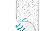 Saltea anti-transpiratie pentru landou MimiNu, 3D Spacer Mesh, Oeko Tex Standard 100, Mini Gray Stars