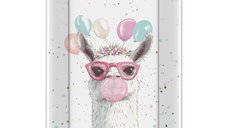 Saltea de infasat, Ceba Baby, Moale, Profilata, 50x70 cm, Pentru comode si masute de infasat, Fara BPA, Impermeabila, 0 luni+, Basic Crazy Lama