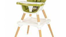 Scaun de masa multifunctional Grace New Baby, din lemn, pentru 6-36 luni, capacitate 15 kg, conform EN 14988:2017-10, culoare verde