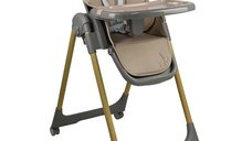 Scaun de masa pliabil Bebe Stars Milk cu roti, inaltime reglabila, 15 kg, tavita detasabila, conform EN 14988:2017, Beige