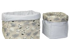Set 2 cosuri de depozitare Bebe Stars din bumbac cu design Panda