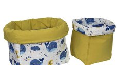 Set 2 cosuri de depozitare Bebe Stars din bumbac Whale