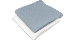 Set 2 museline multifunctionale Qmini - Jeans si Cream, 30x30 cm, Oeko Tex Standard 100