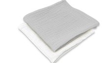 Set 2 museline, Qmini, Multifunctionale, Din material certificat Oeko Tex Standard 100, 30x30 cm, Grey si Cream