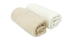 Set 2 scutece din muselina Qmini, bumbac Oeko Tex Standard 100, 75x75 cm, Warm Beige si Cream