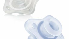 Set 2 suzete pentru bebelusi Chicco Physio Mini Soft, Silicon moale, Sterilizabil la microunde, 0-2 luni, Albastru