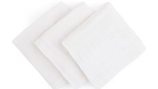 Set 3 scutece, Feedo, Din muselina, Multifunctionale, Din bumbac certificat Oeko-Tex Standard 100, 68x68 cm, 0 luni+, Alb