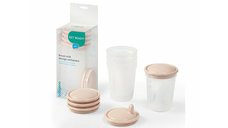 Set 4 recipiente BabyOno pentru stocarea laptelui matern si alimentelor, 200 ml, fara BPA, cu capace, transparente