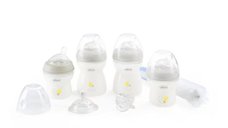 Set biberoane Chicco Natural Feeling, 4 biberoane, tetina, suzeta Physio Soft si perie, silicon, transparent