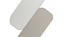Set Cearceafuri cu Elastic Lionelo, 70x28 cm, pentru Landouri si Patuturi Co-Sleeper Malin, Din Bambus, Usor de Intretinut, Alb/Bej