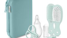 Set de ingrijire, Philips Avent, Include aspirator nazal, periuta de dinti pentru deget, forfecuta, unghiera, pile, pieptan si perie par, Toate intr-o cutie de depozitare, Compact, 0 luni+, Green