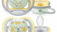Set de suzete Philips Avent Ultra Air Fosforescent, 18 luni+, Silicon Ortodontic, Fara BPA, 2 Bucati, Multicolor