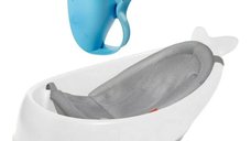 Set igiena Skip Hop Moby: Cadita multifunctionala si recipient de clatire, pentru 3 etape de crestere, design ergonomic, alb/gri