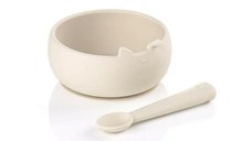 Set masa Jane din silicon, 2 piese, cu bol si lingurita, culoare Sand