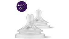 Set tetine, Philips Avent, Natural Response, 2 buc, Cu debit 1 (lent), 0 luni, Transparent