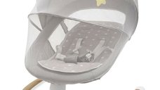 Sezlong balansoar Smart New Baby, 0 luni+, pana la 9 kg, cu cronometru si detector de miscare, 5 viteze de leganare, sunete si jucarii, Grey