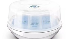 Sterilizator cu abur pentru microunde Philips Avent, Rapid in 2 minute, Ideal pentru biberoane, suzete si pompe de san, Alb