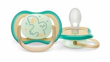 Suzeta bebelus, Philips Avent, Ultra Air, Ortodontica, Silicon moale igienic, Disc de protectie moale si flexibil, Fara BPA, 0- 6 luni+, Fosforescenta, 1 buc, Deco Verde