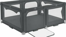 Tarc de joaca copii, Lionelo, Florence Easy Fold, 150 x 180 x 75 cm, Pliere, depliere automata, Include geanta de transport, Din plasa, Cu doua intrari laterale, 0-48 luni, Conform cu EN12227, Gri