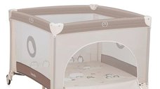 Tarc de joaca Lionelo Bonnie, 100 x 100 cm, pentru copii pana la 15 kg, cu saltea T25, plasa aerisita si intrare cu fermoar, bej