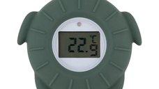 Termometru Digital Petite&Mars Broscuta Terry pentru Baie, Silicon Sigur, Ecran Clar, Avertizare Temperatura, 0 luni+, Verde