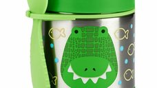 Termos pentru alimente Skip Hop, Crocodil Verde, 325 ml, Mentine caldura 7h si racoare 5h, Include lingura/furculita, Fara BPA