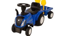 Tractor cu remorca, BabyTrold, Volan cu sunete, Faruri controlabile din butoane, Remorca detasabila, 2 unelte, Sustine 25 kg, 12 luni+, 91x29x44 cm, Albastru