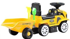 Tractor Jokomisiada pentru copii, cu remorca detasabila si melodii, 18 luni+, Galben