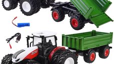 Tractor RC cu Telecomanda si Remorca - Verde