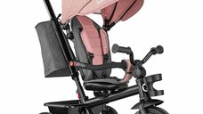 Tricicleta multifunctionala Lionelo Haari, ultracompacta si adaptabila, cu scaun reversibil si rotire 360°, conform standardului EN71, Bubblegum