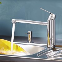 Baterie bucatarie Grohe Eurosmart Cosmopolitan, monocomanda, cartus ceramic, pipa medie, pivotanta 140, limitator debit, Crom - 30193000 - 1